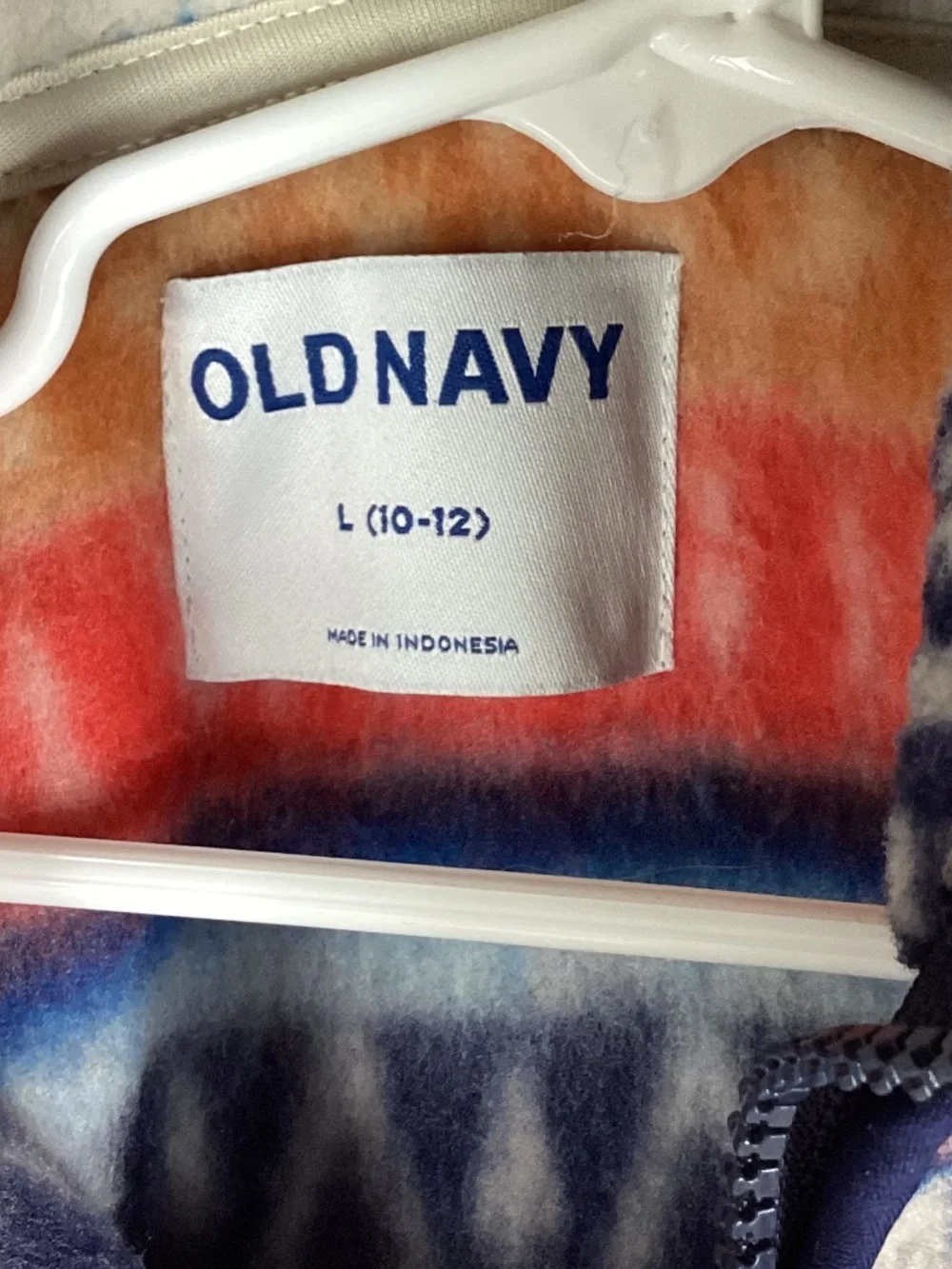 Old Navy Childrens Fleece Zip Front Jacket Size L 10-12 Multicolored Pattern